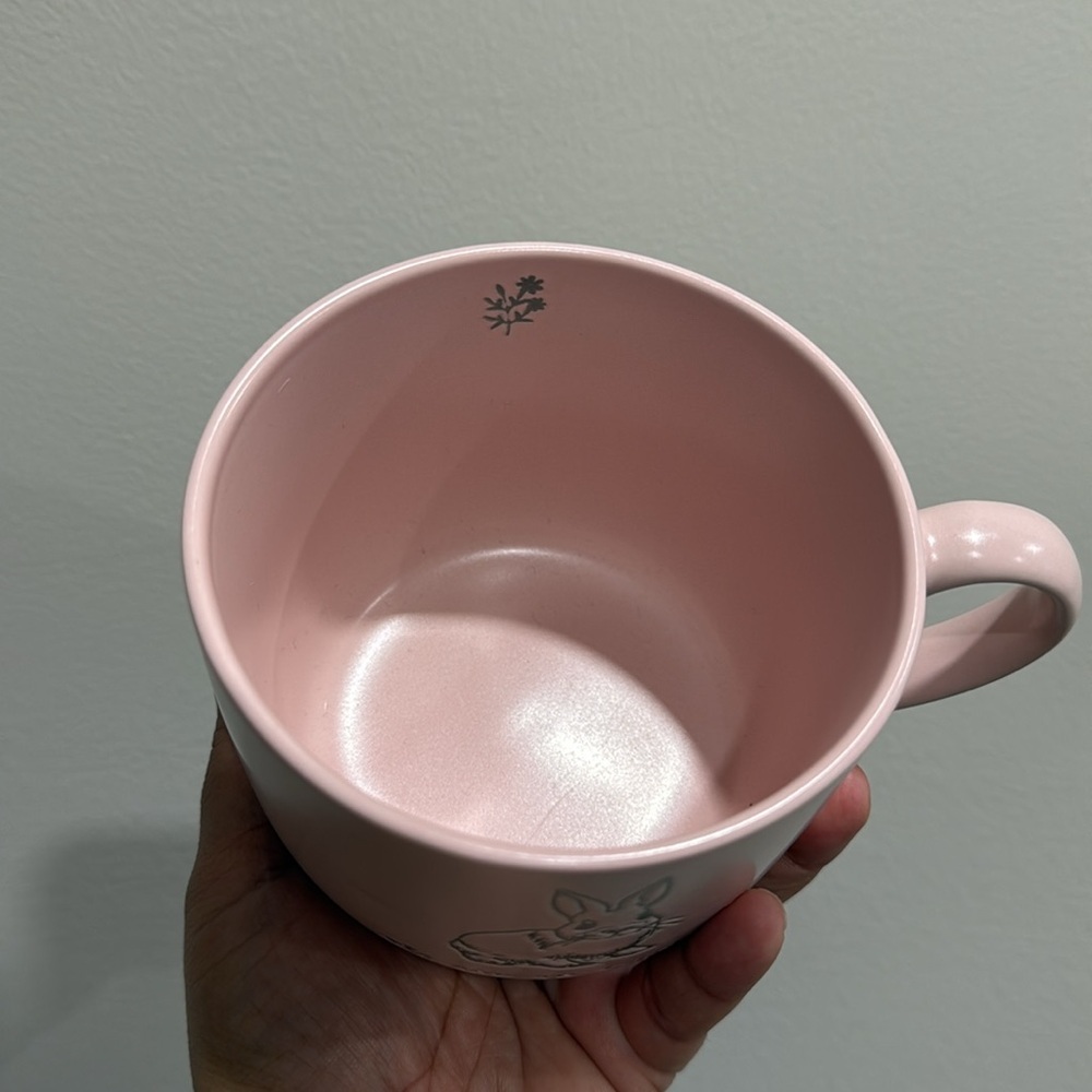 New Hop To It Easter Mug Coffee Tea Rabbit Pink Gray Flower - Picture 3 of 4